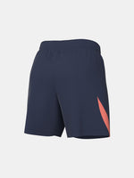 FC Barcelona navy blue training shorts with coral Nike logo and club crest