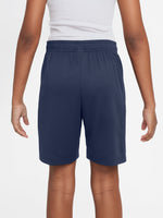 FC Barcelona navy blue training shorts with coral Nike logo and club crest