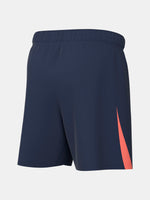FC Barcelona navy blue training shorts with coral Nike logo and club crest