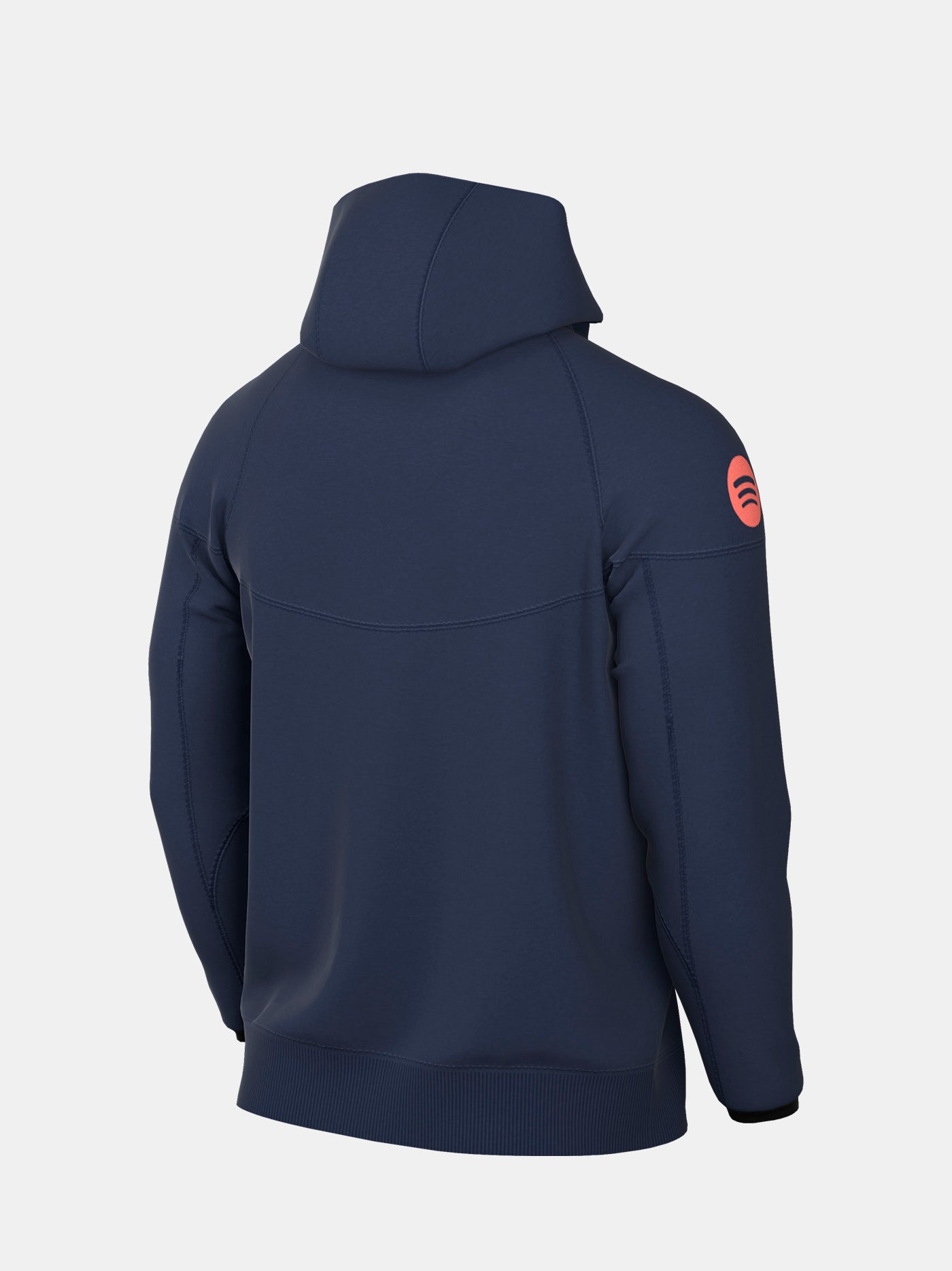 Navy FC Barcelona Nike zip-up hoodie featuring red crest and Nike swoosh on the chest.