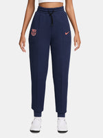 Navy FC Barcelona Nike jogger pants with red crest and Nike swoosh on the front.