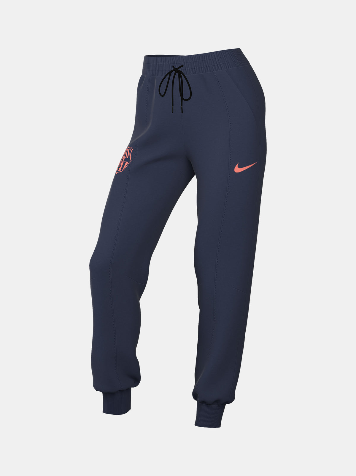 Navy FC Barcelona Nike jogger pants with red crest and Nike swoosh on the front.