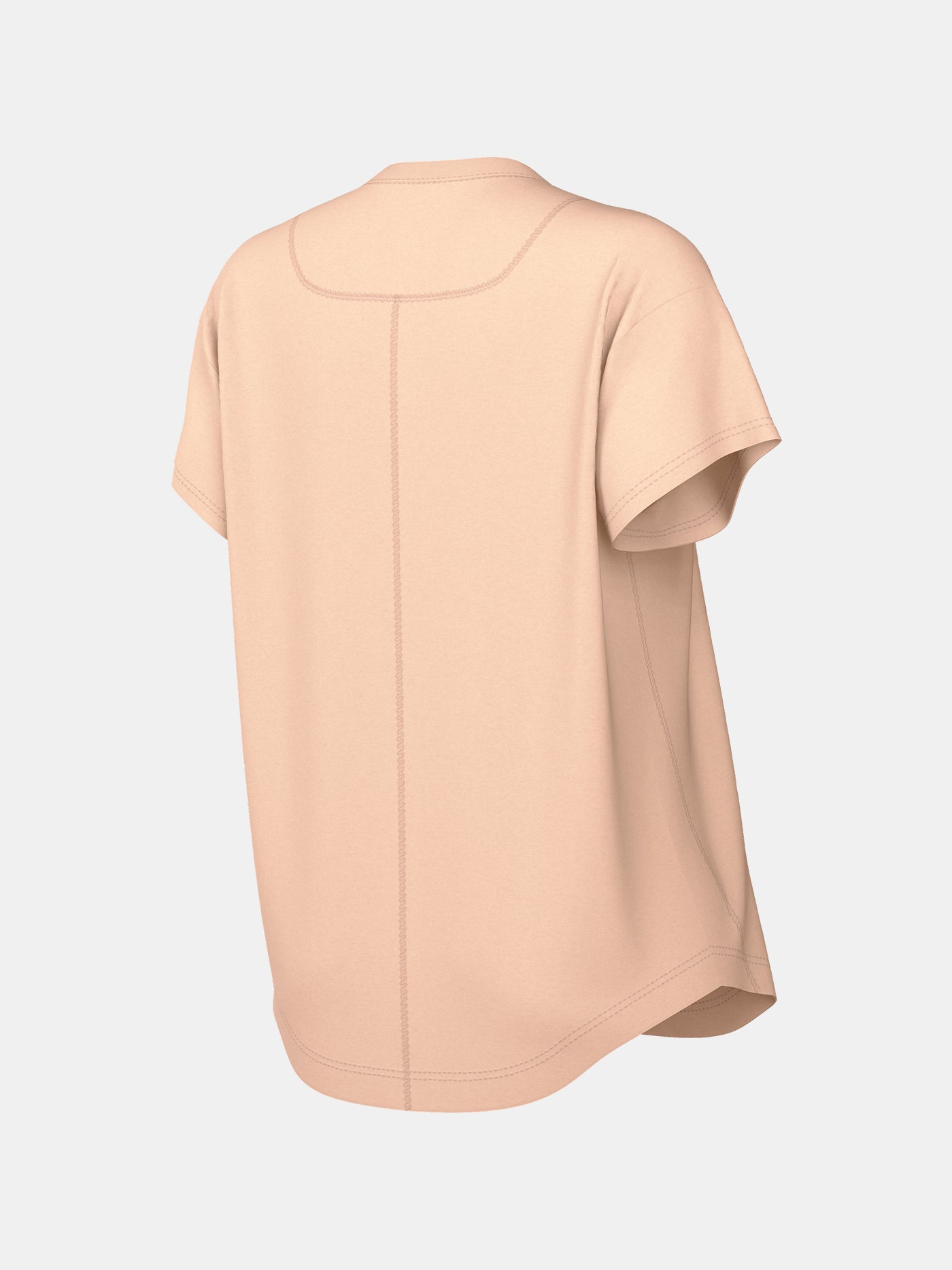 Light peach FC Barcelona Nike women's t-shirt with short sleeves and club crest on the chest.