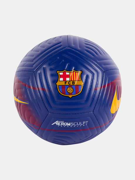 Blue FC Barcelona soccer ball with club crest, Nike logos, and Aerowsculpt technology design
