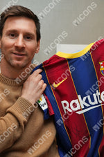 Camiseta edición jugador de la 1ª equipación del FC Barcelona de la temporada 20/21 firmada por Leo Messi y Pedri
