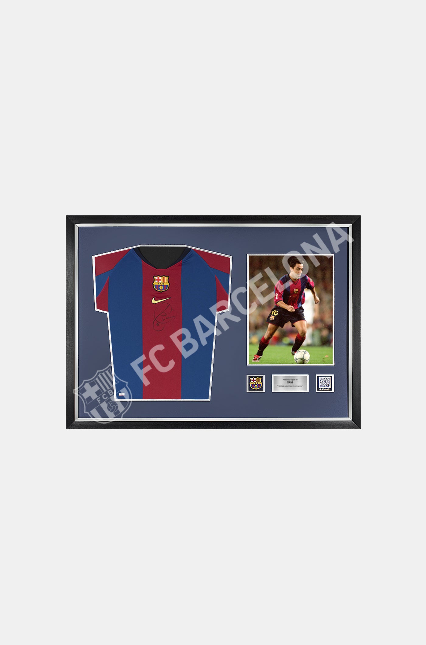 Xavi Official FC Barcelona Front Signed and Framed 1998 Home Shirt