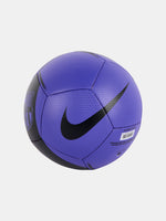 Purple and black FC Barcelona Nike soccer ball with the club crest in the center and black Nike swooshes on the sides.