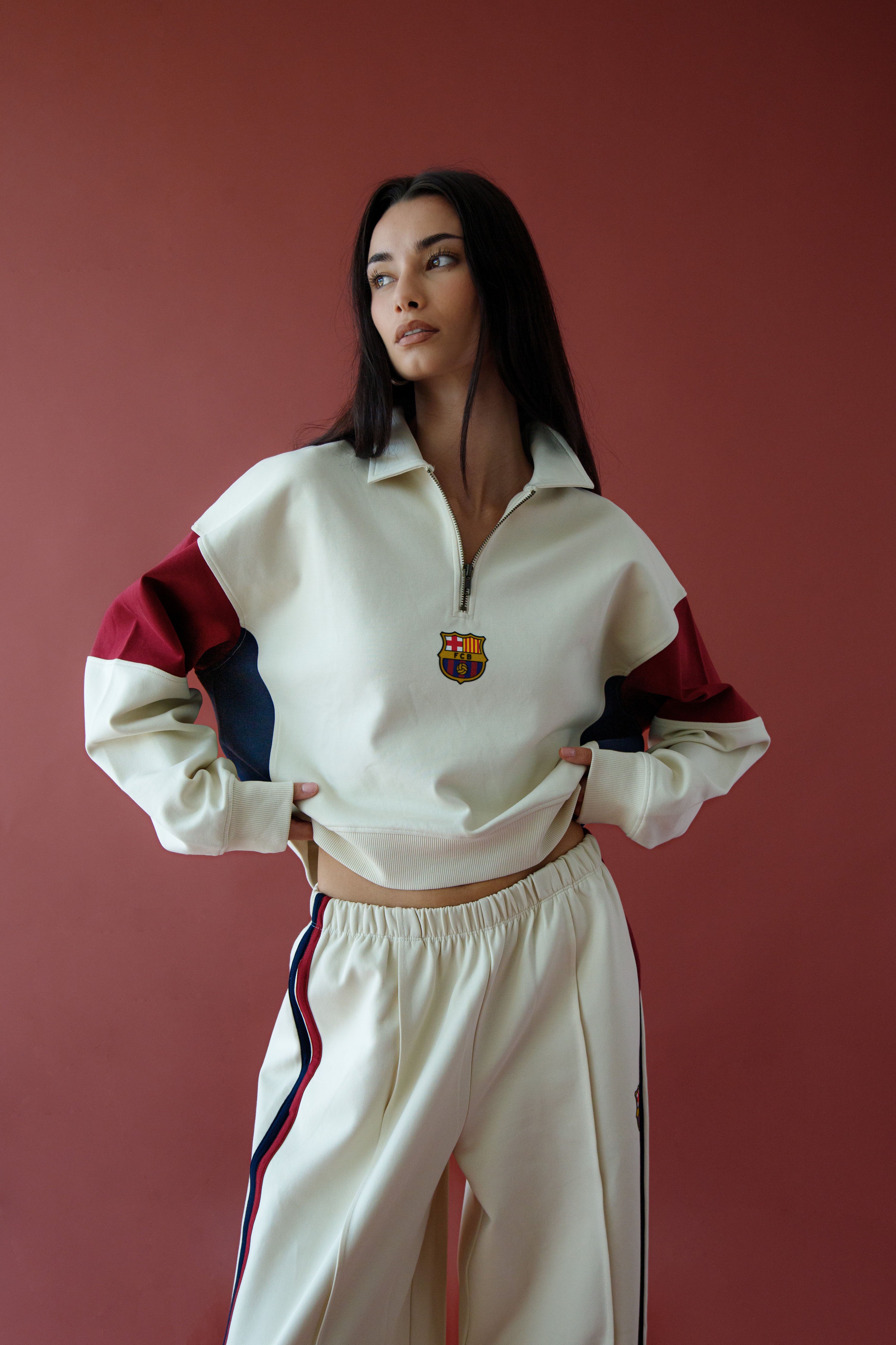 Women's Half-Zip Ecru Core Barça | FC Barcelona – Barça Official Store