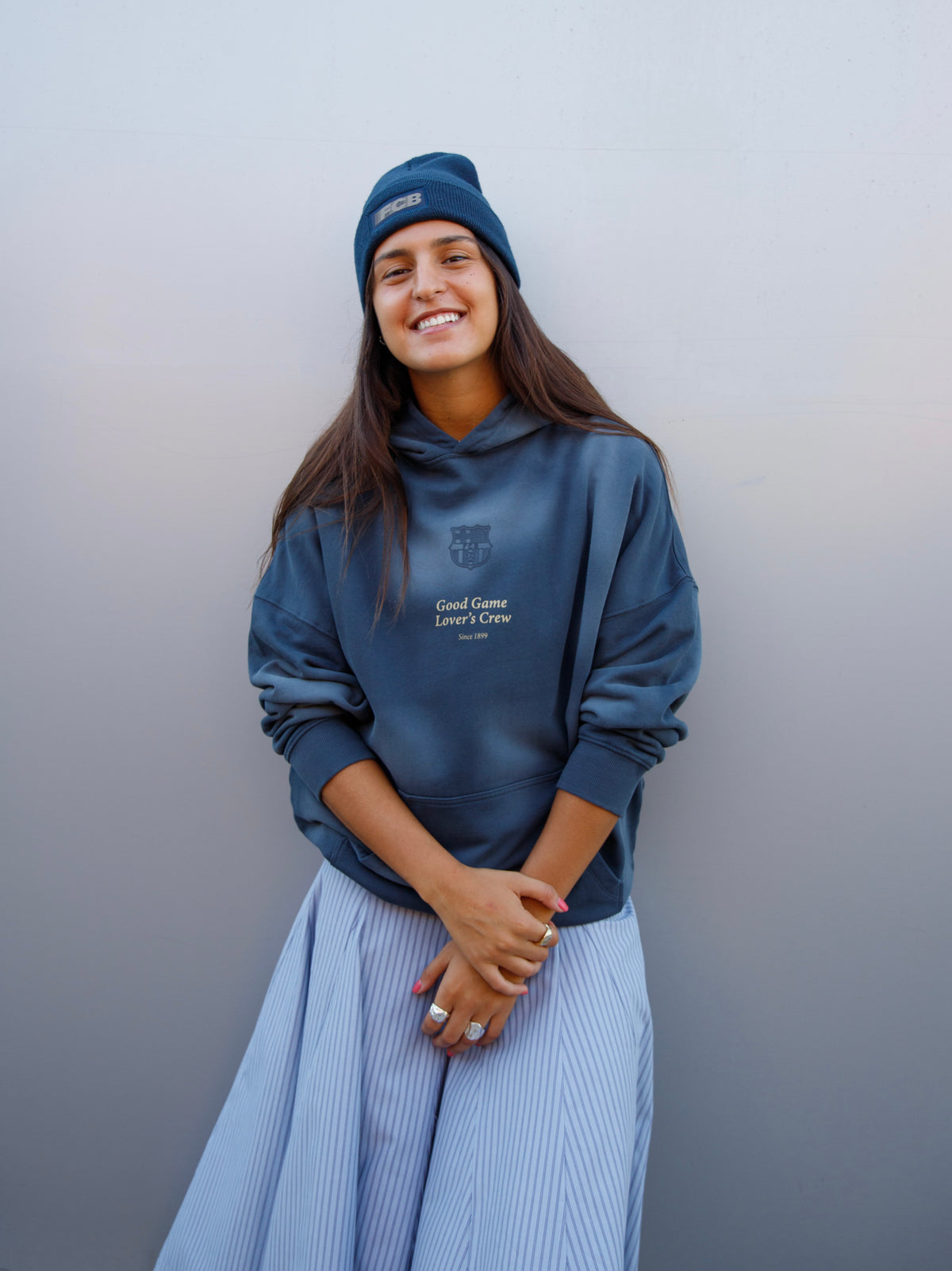 Hoodie Navy Barça Essentials - Women