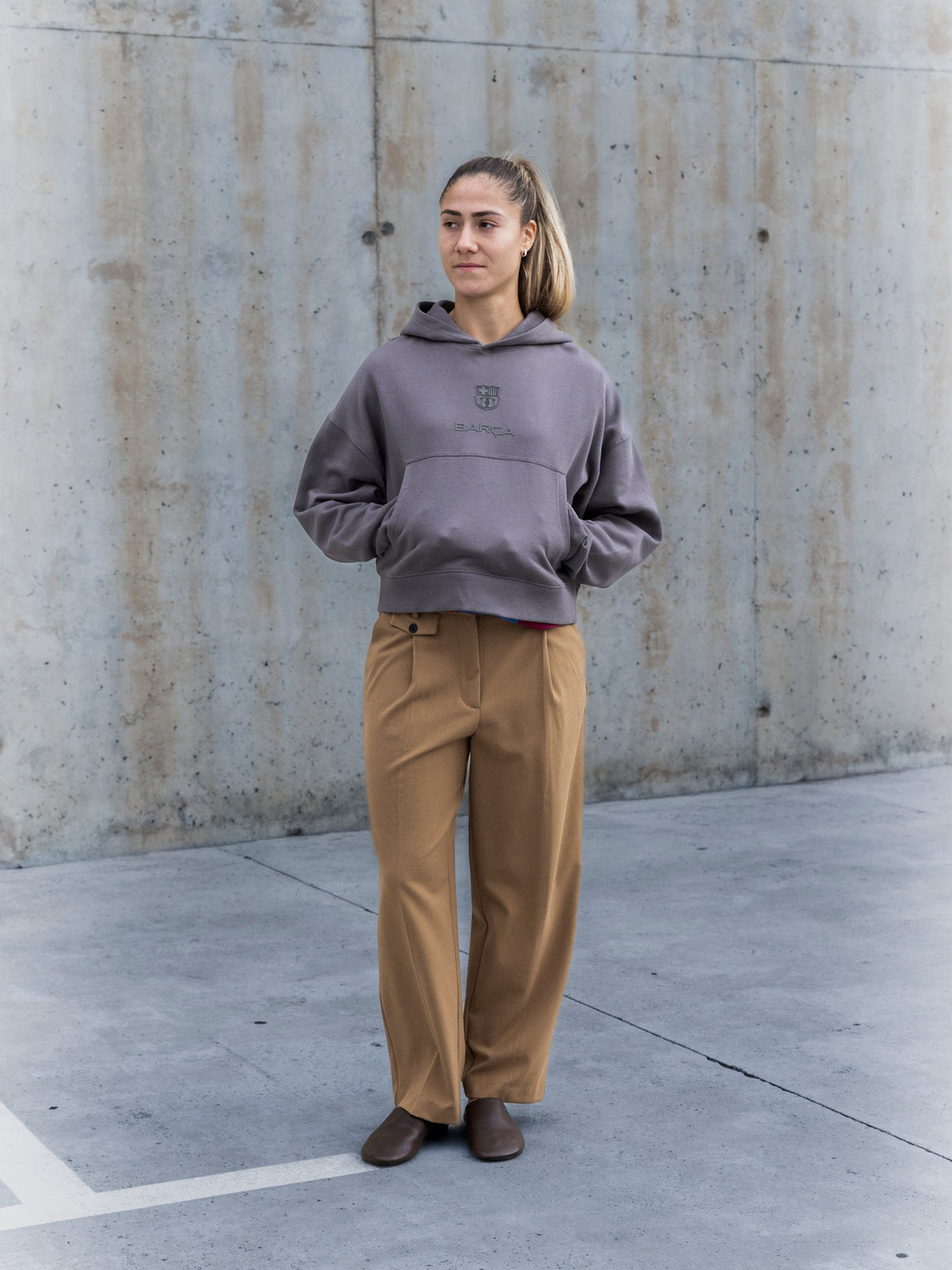 Hoodie Grey Barça Organic Goals - Women