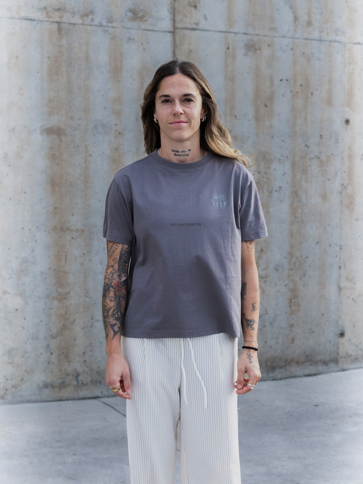 T-shirt grise Barça Organic Goals - Femme