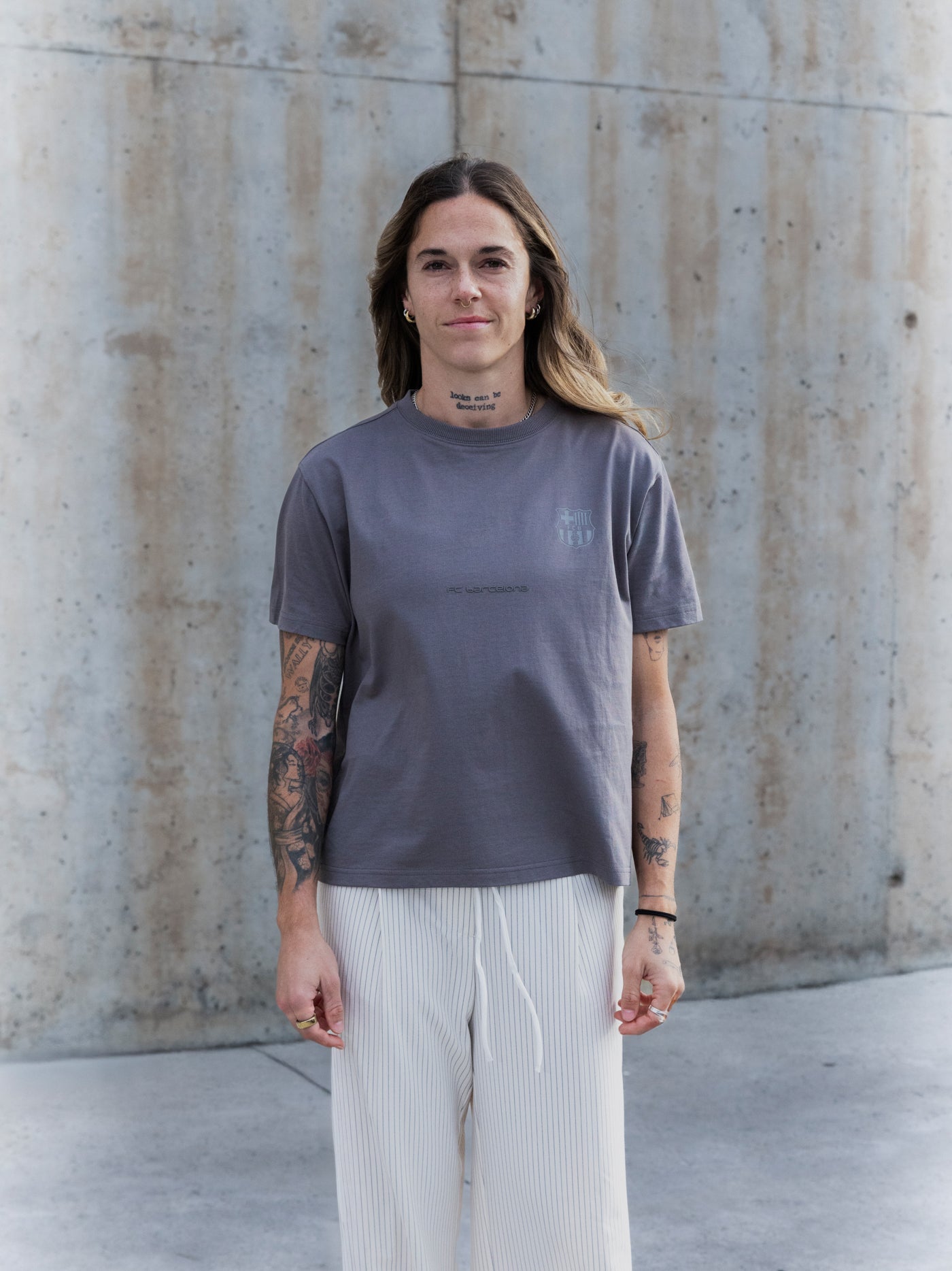 Camiseta gris Barça Organic Goals - Mujer