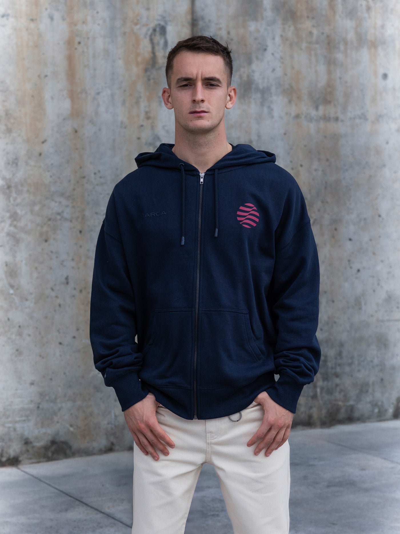 Sweat zippé bleu marine Barça Organic Goals