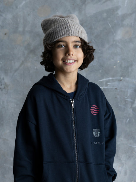 Sweat zippé bleu marine Barça Organic Goals - Junior