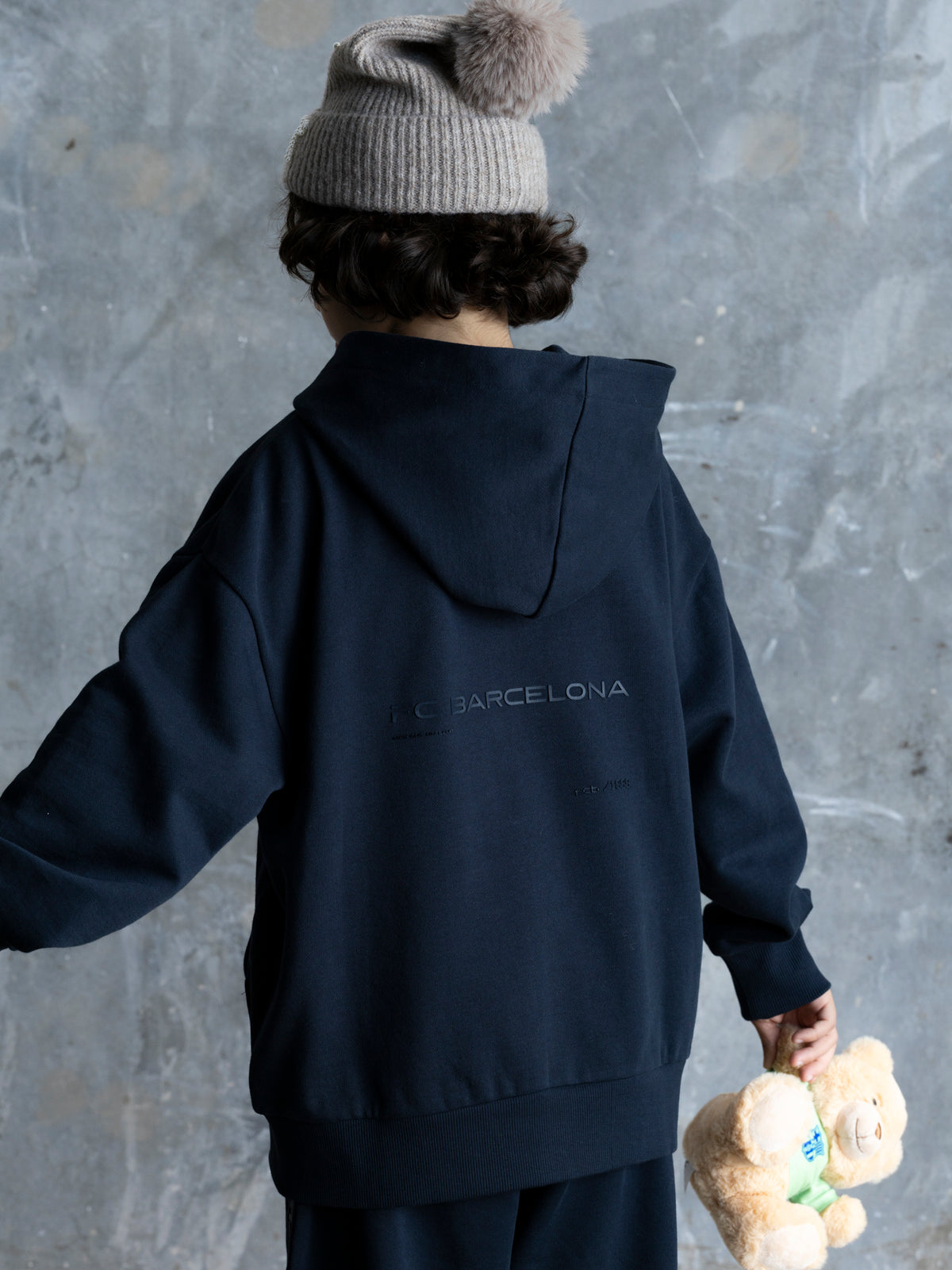 Sweat zippé bleu marine Barça Organic Goals - Junior