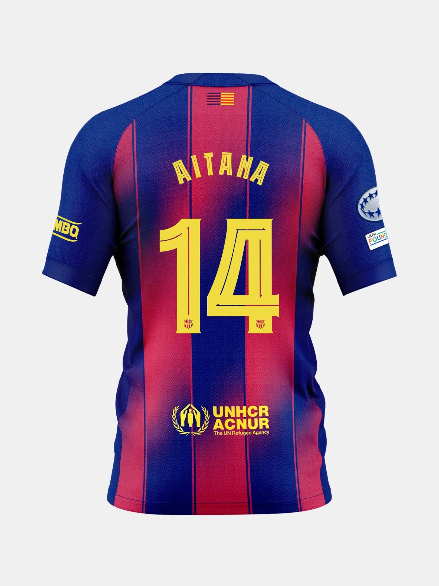 Blue and red sports jersey with 'Aitana' and number '14' on the back.