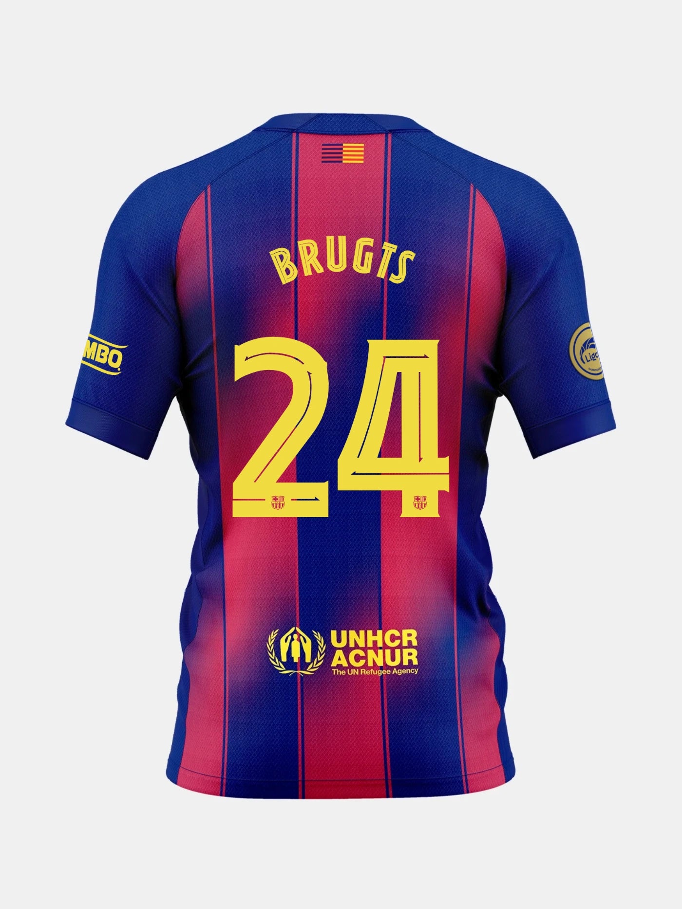 Blue and red sports jersey with Brugts and number 24 on the back