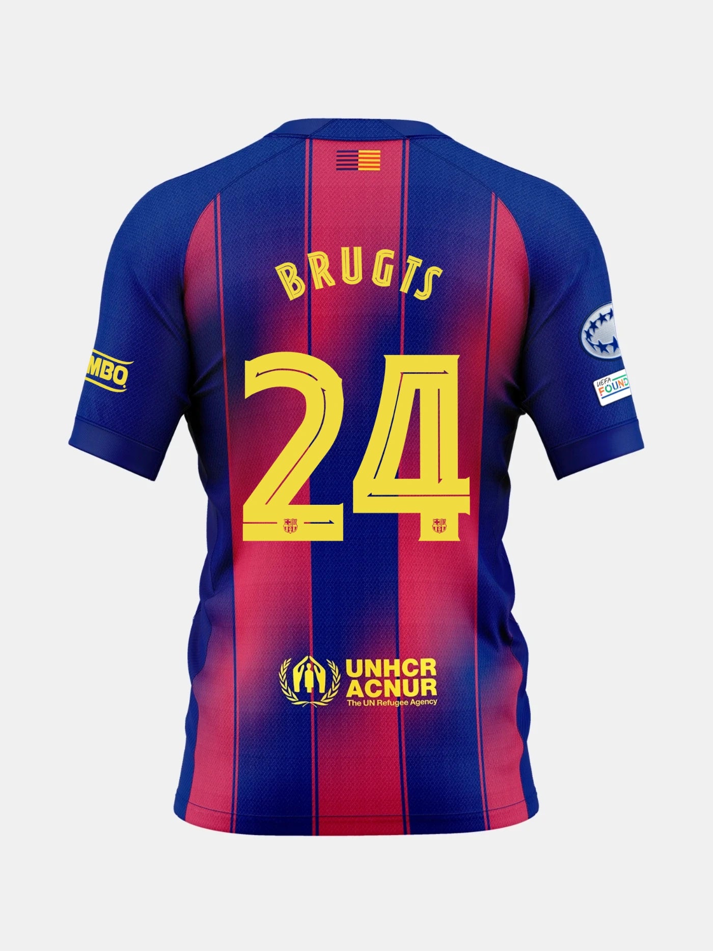 Blue and red sports jersey with Brugts and number 24 on the back