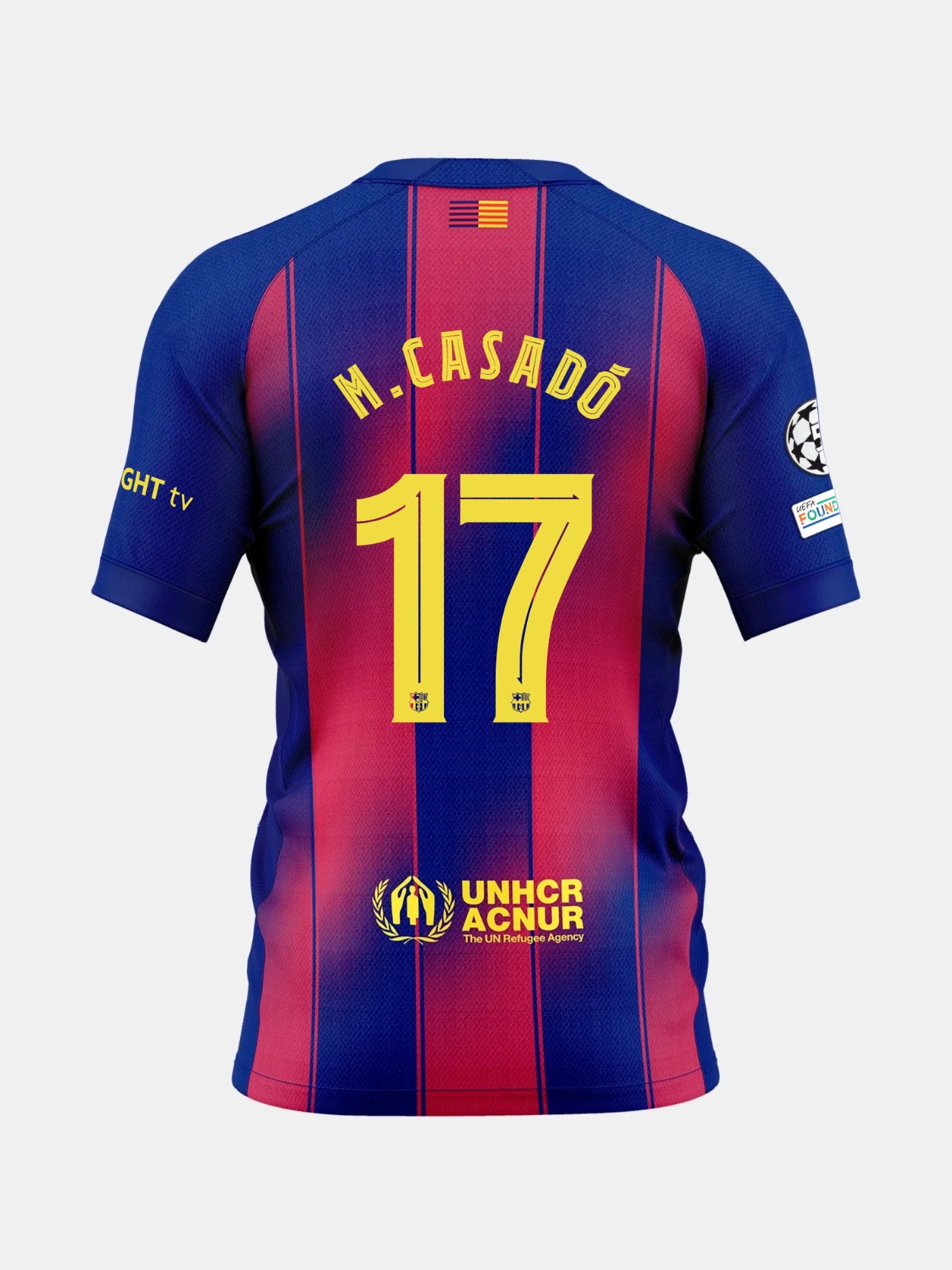 Blue and red sports jersey with M. Casadó and number 17 on the back