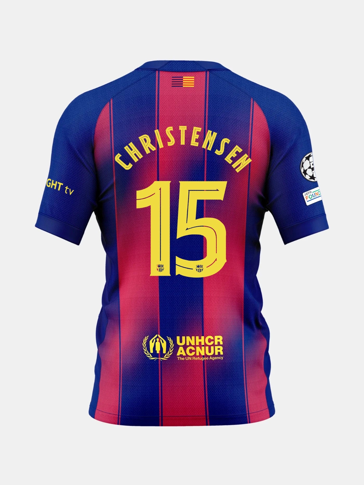 Blue and red sports jersey with Christensen and number 15 on the back