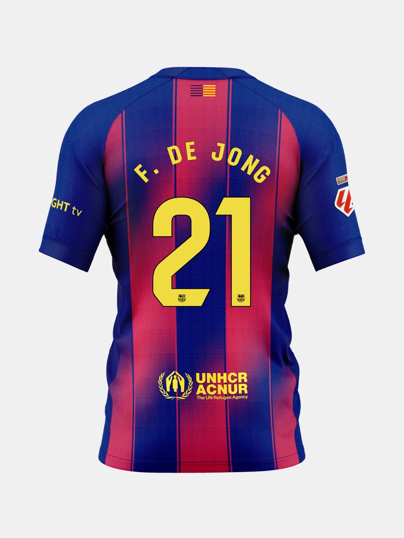 Blue and red sports jersey with F. De Jong and number 21 on the back
