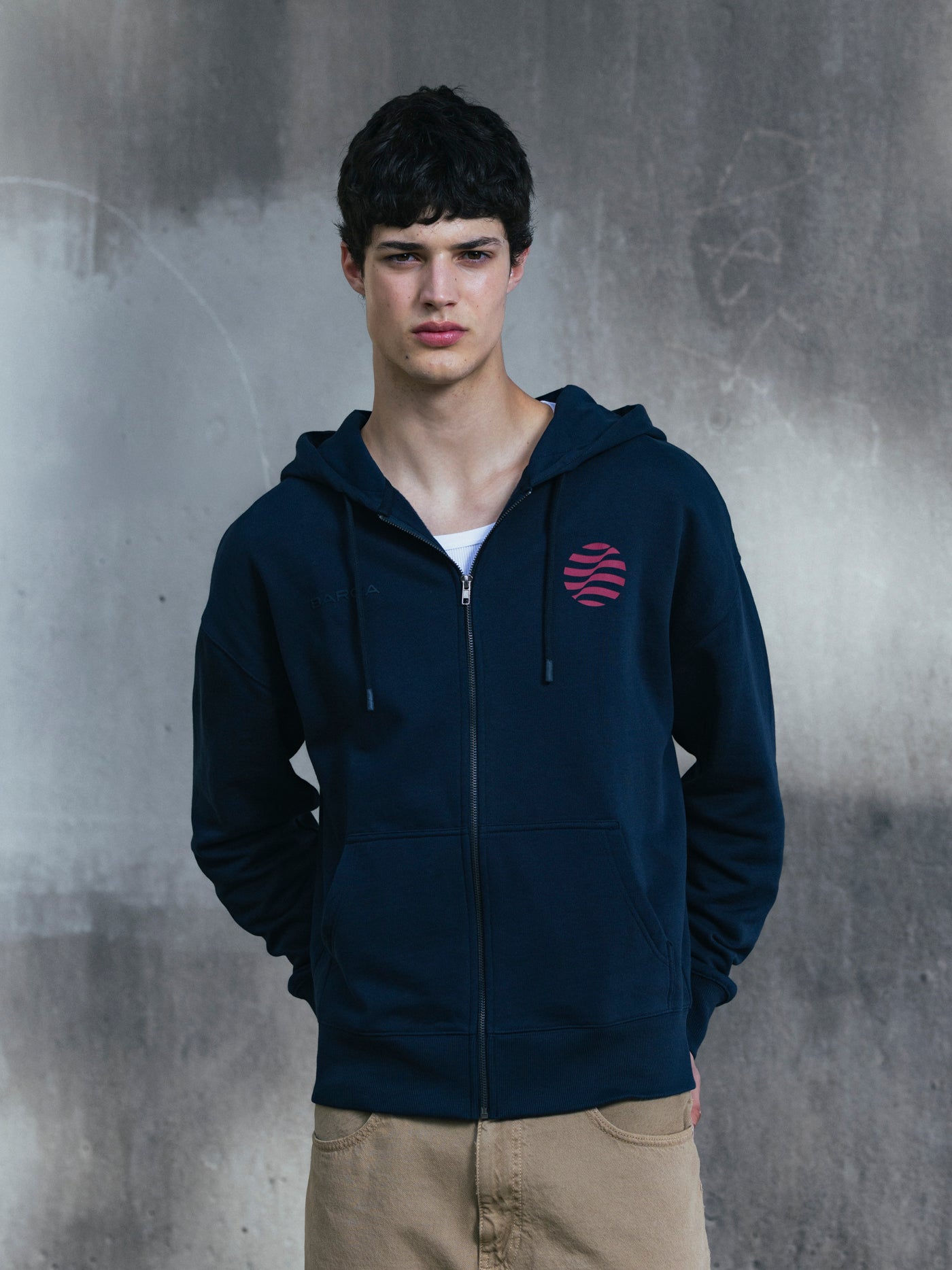 Sweat zippé bleu marine Barça Organic Goals