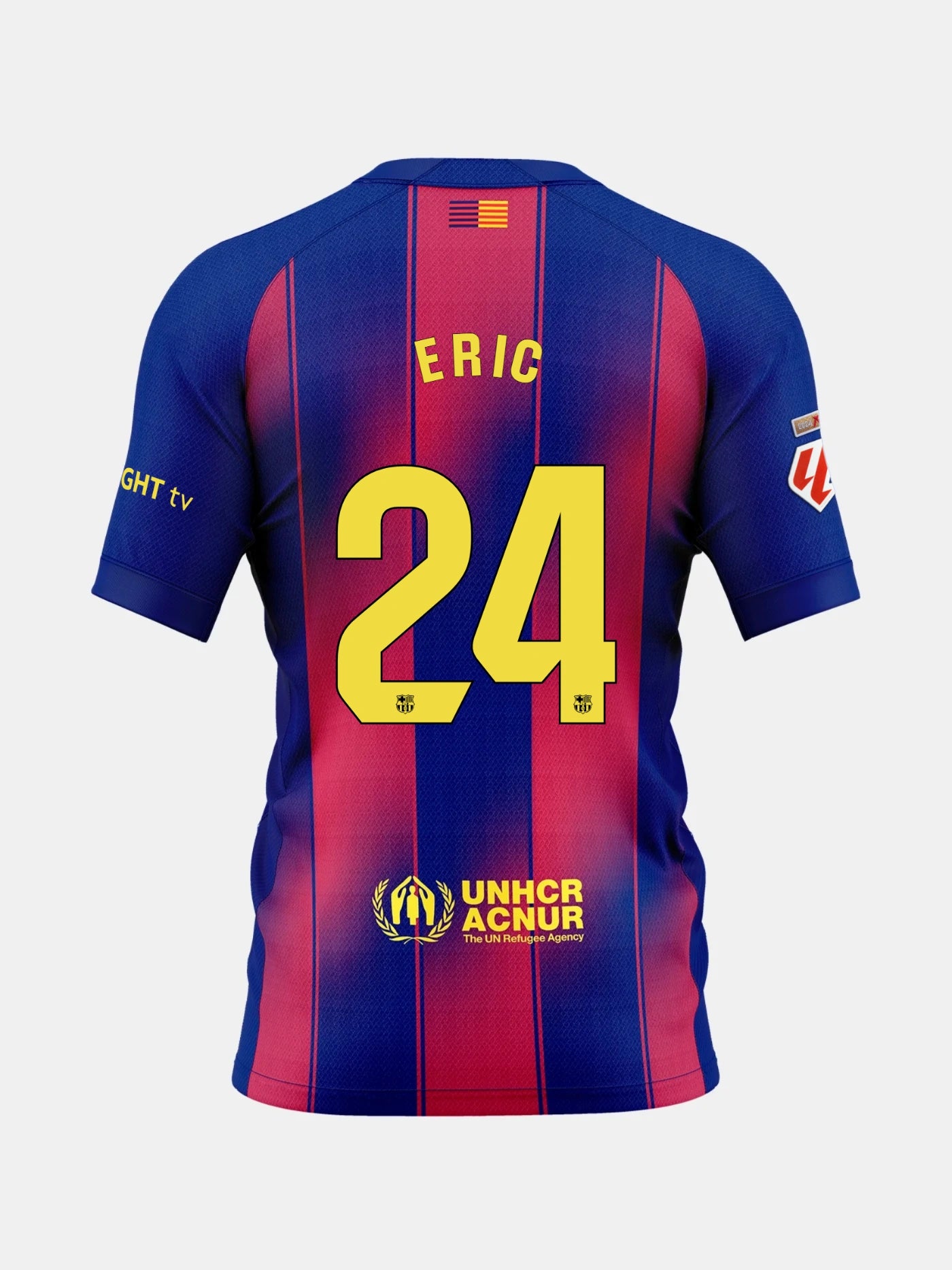 Blue and red sports jersey with Eric and number 24 on the back