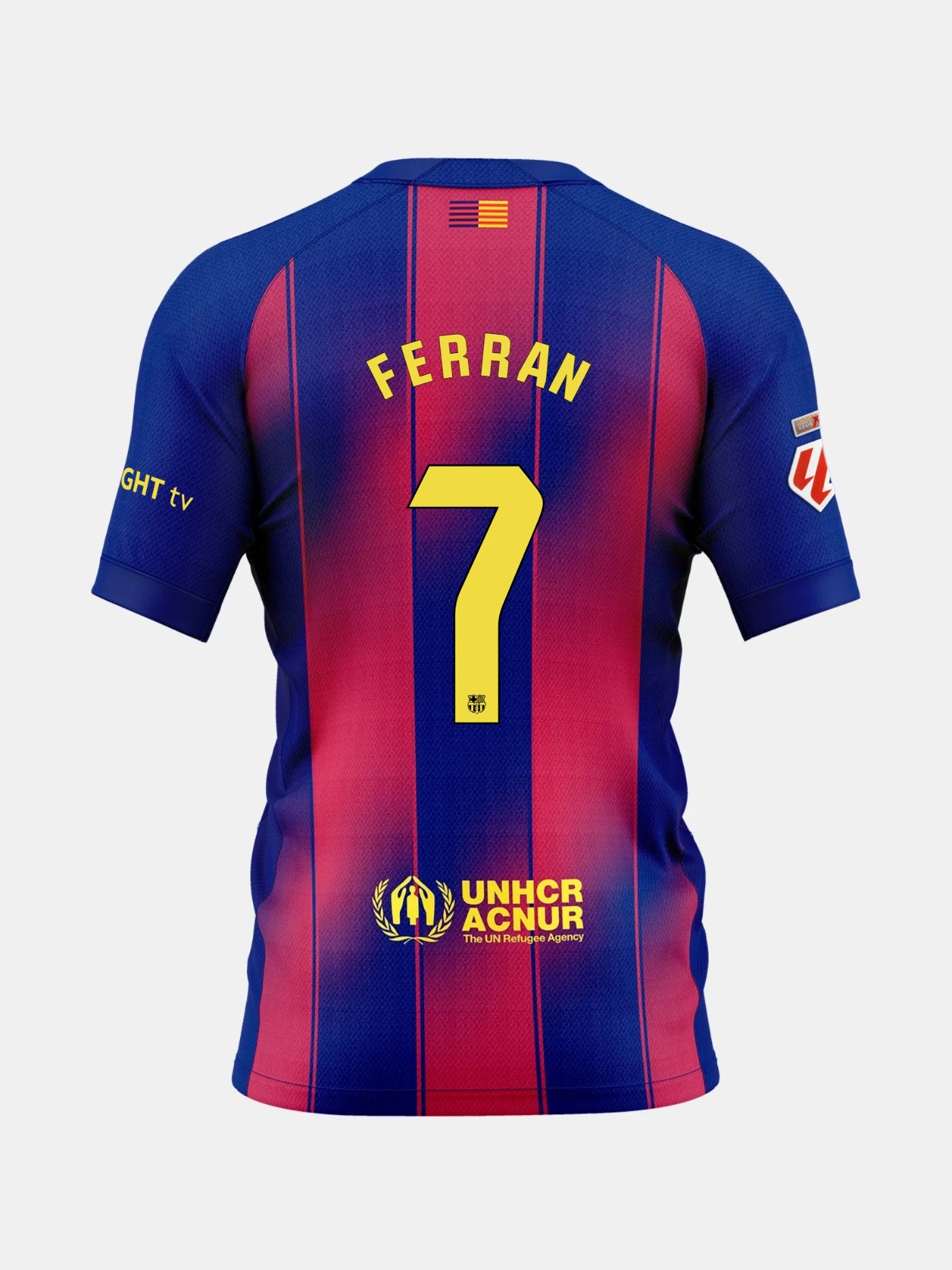 Blue and red sports jersey with Ferran and number 7 on the back