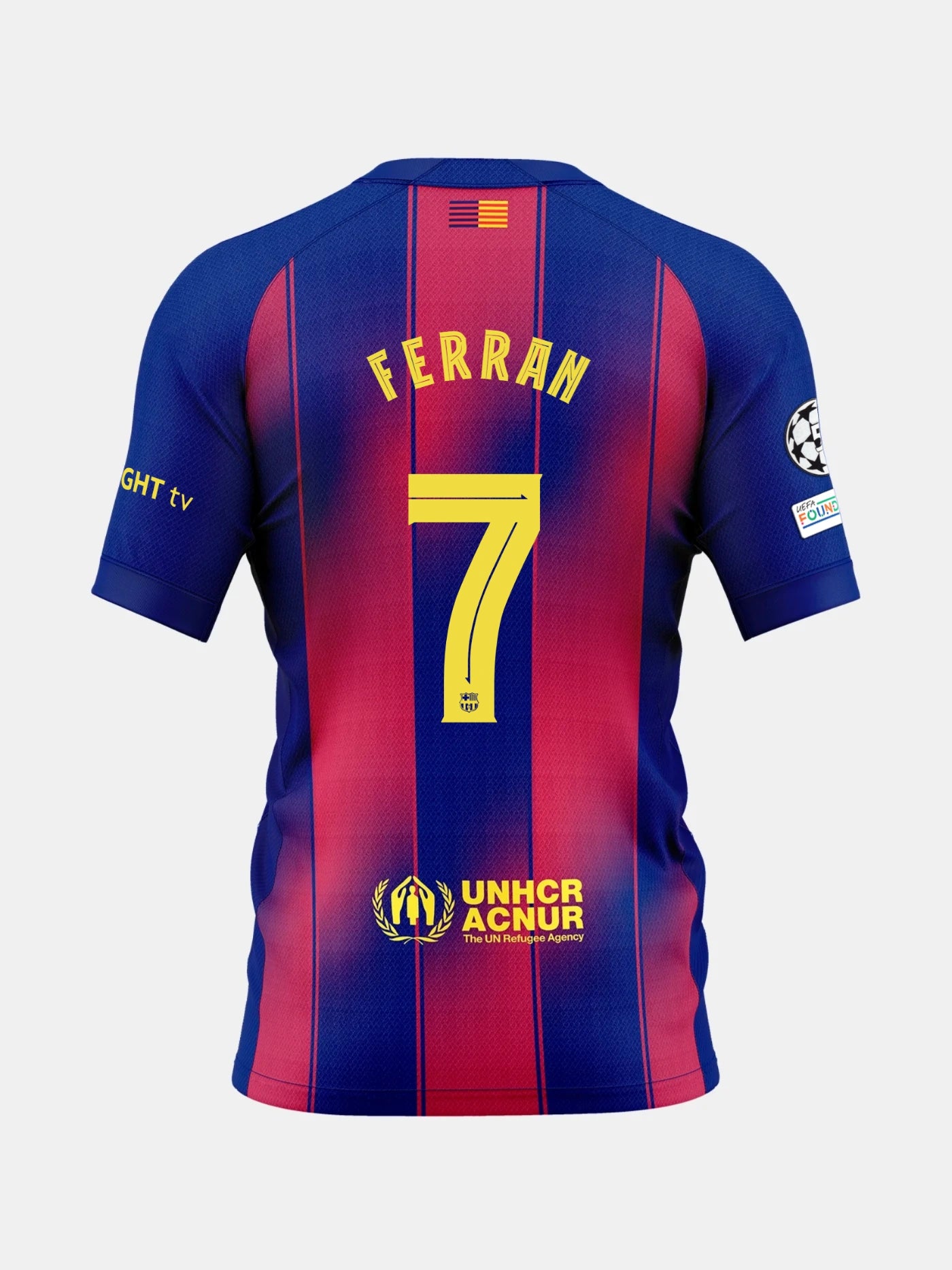 Blue and red sports jersey with Ferran and number 7 on the back