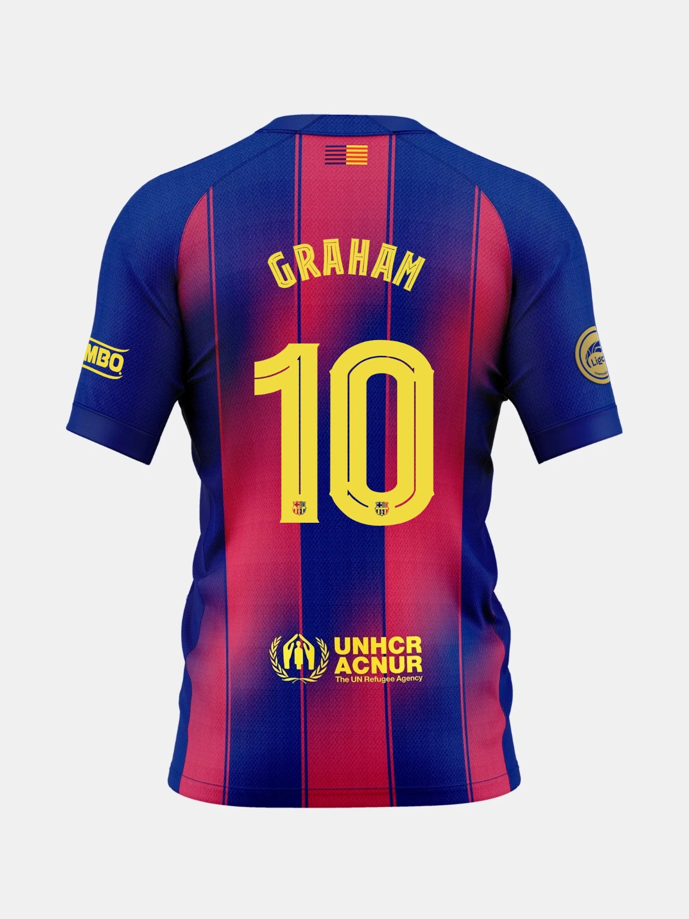 Blue and red sports jersey with Graham and number 10 on the back