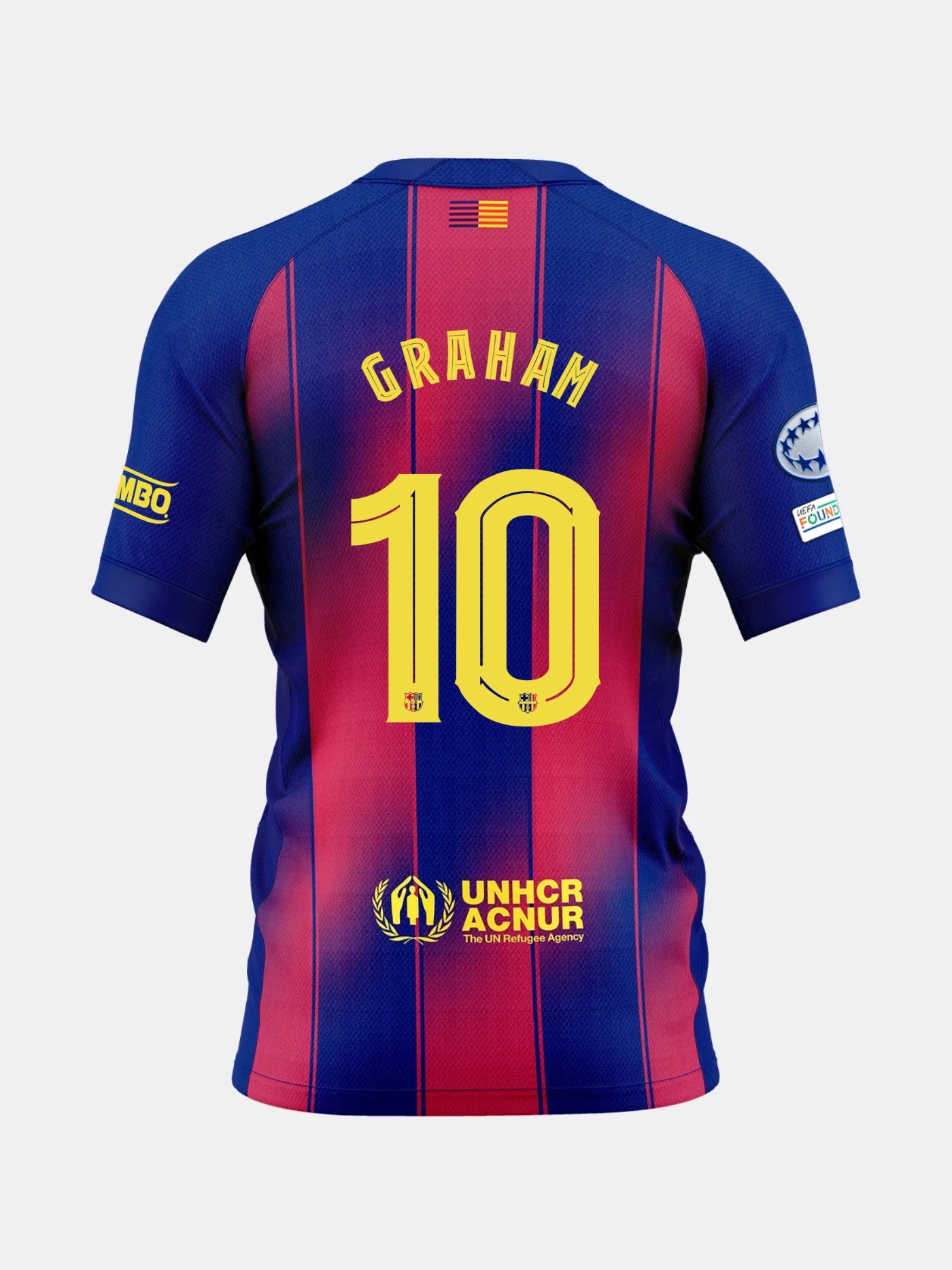 Blue and red sports jersey with Graham and number 10 on the back