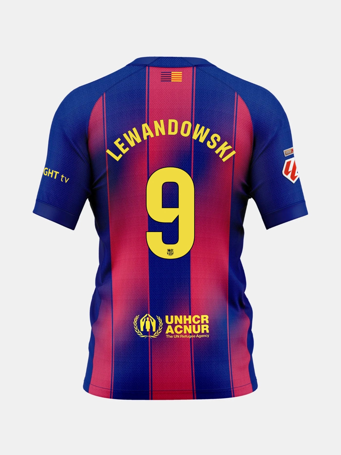 Blue and red sports jersey with Lewandowski and number 9 on the back