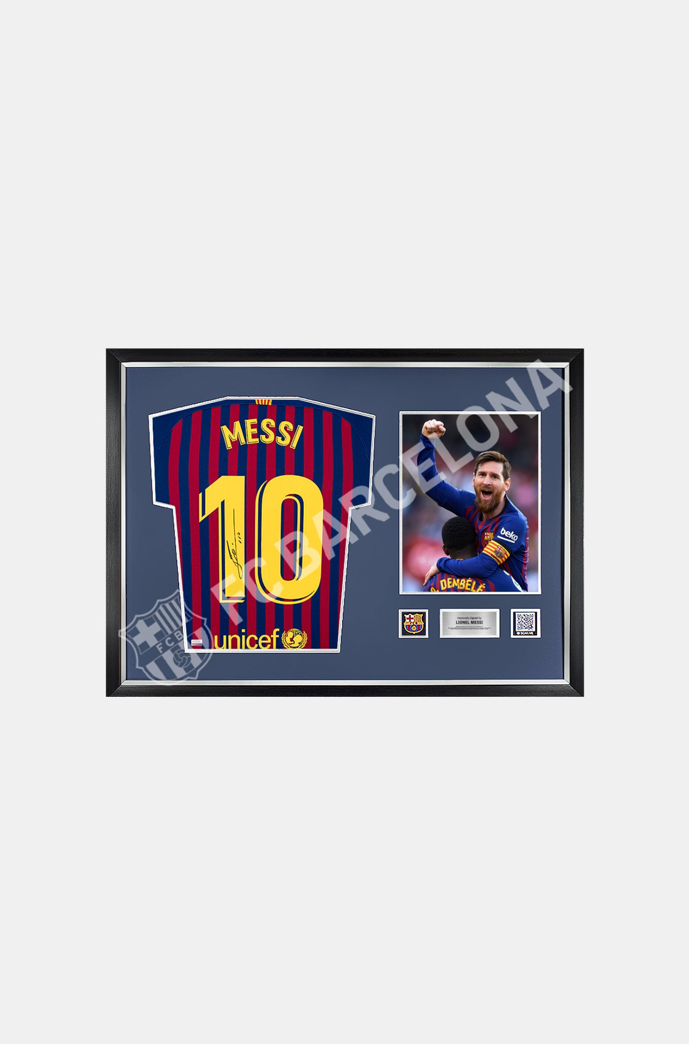 Lionel Messi, offizielle Rückseite des FC Barcelona, ​​signiert und gerahmt, 20