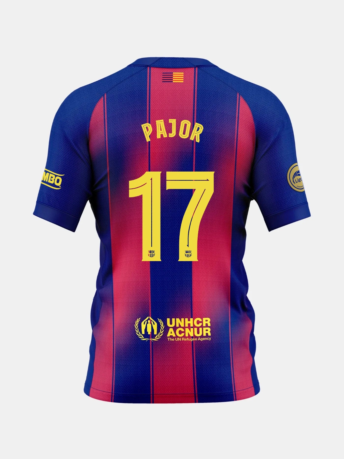 Blue and red sports jersey with Pajor and number 17 on the back