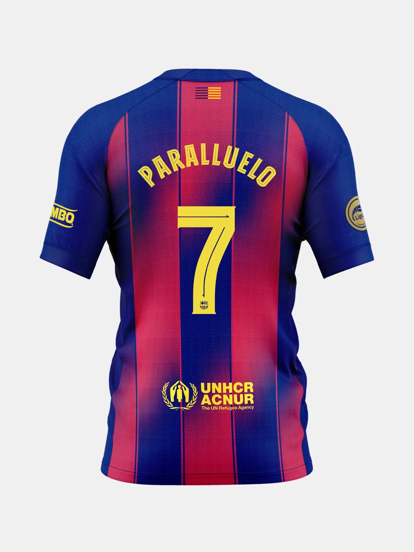 Blue and red sports jersey with Paralluelo and number 7 on the back