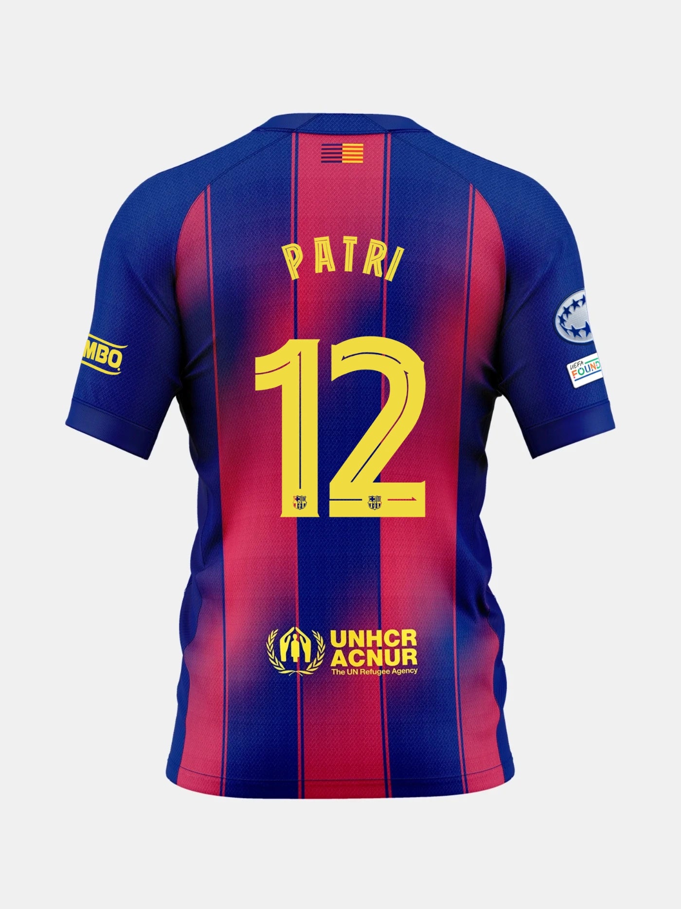 Blue and red sports jersey with Patri and number 12 on the back