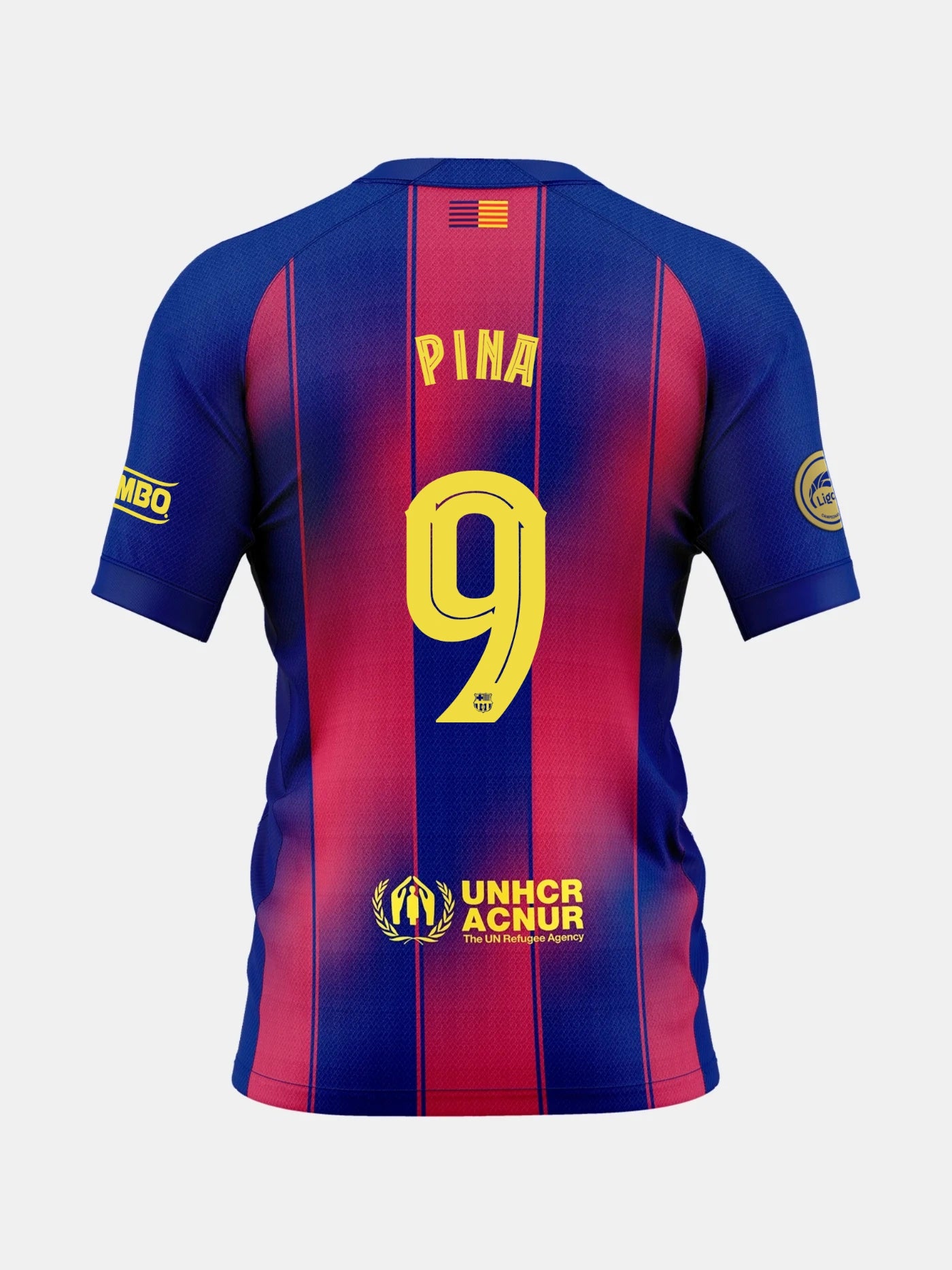 Blue and red sports jersey with Pina and number 9 on the back