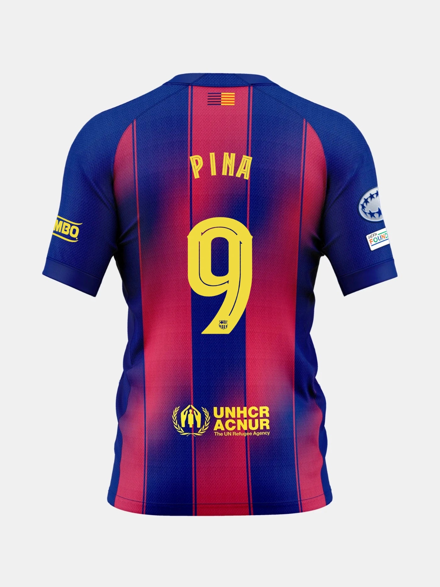 Blue and red sports jersey with Pina and number 9 on the back