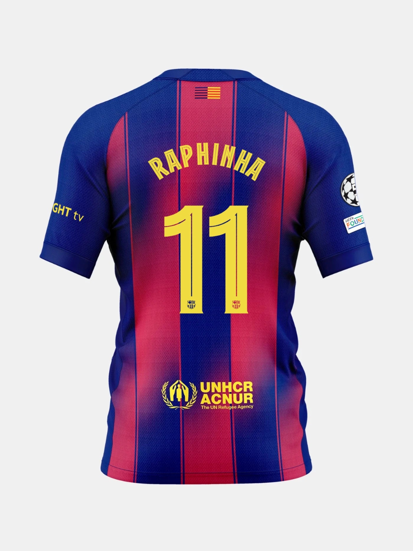 Blue and red sports jersey with Raphinha and number 11 on the back