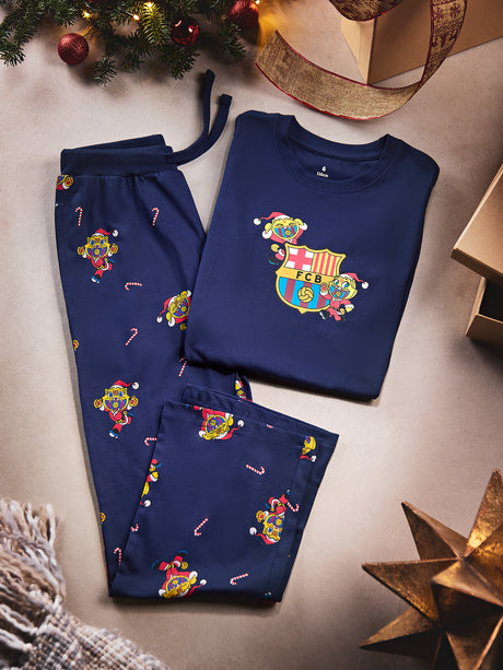 Pyjama de Noël Junior Bleu Marine FC Barcelone 