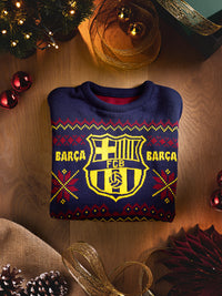 Pull de Noël Junior Bleu Marine FC Barcelone 