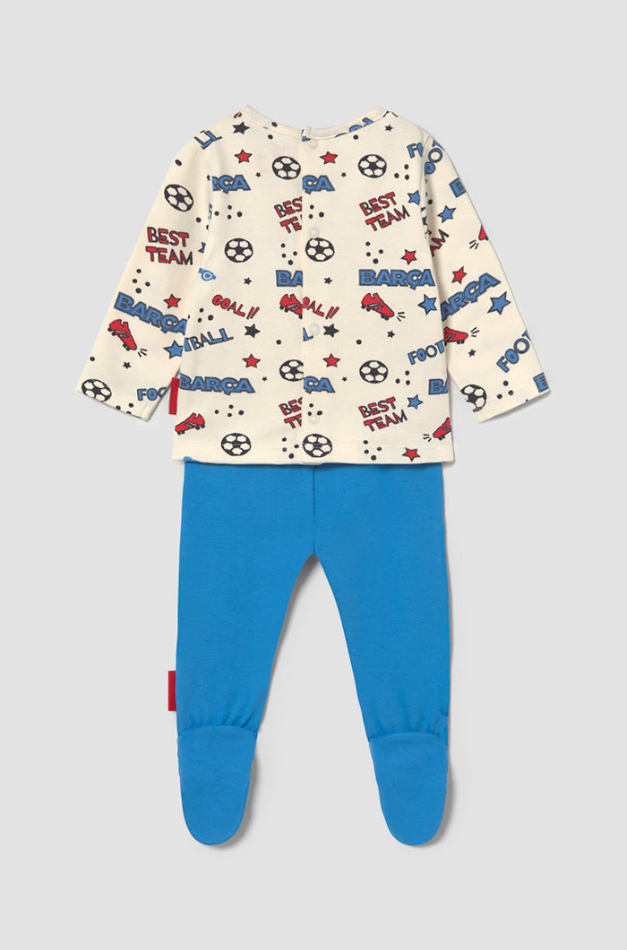 Barça T-shirt and warm leggings white and blue set – Baby