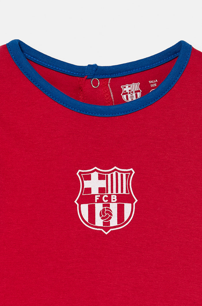 Ensemble t-shirt et pantalon à pieds en coton Barça – Bébé