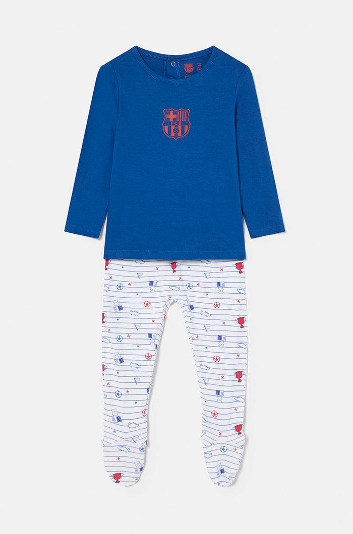 Ensemble t-shirt et pantalon à pieds en coton Barça – Bébé