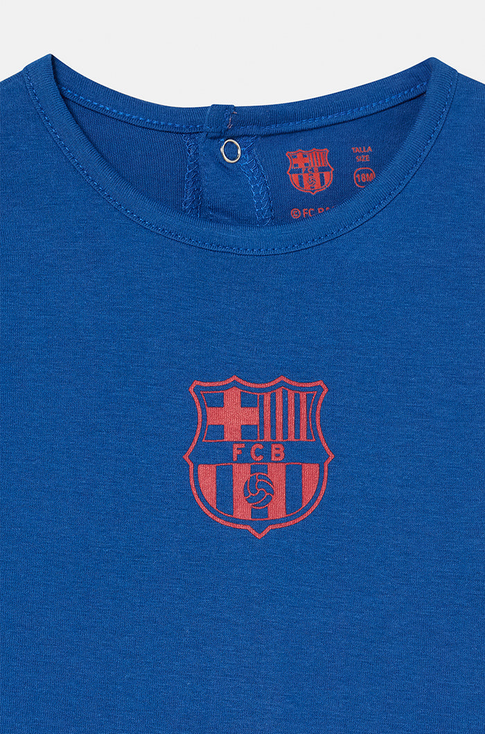 Ensemble t-shirt et pantalon à pieds en coton Barça – Bébé