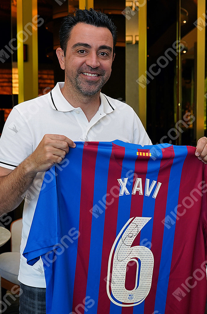 Official shirt from the 21 22 season FC Barcelona Home Kit with Xavi H