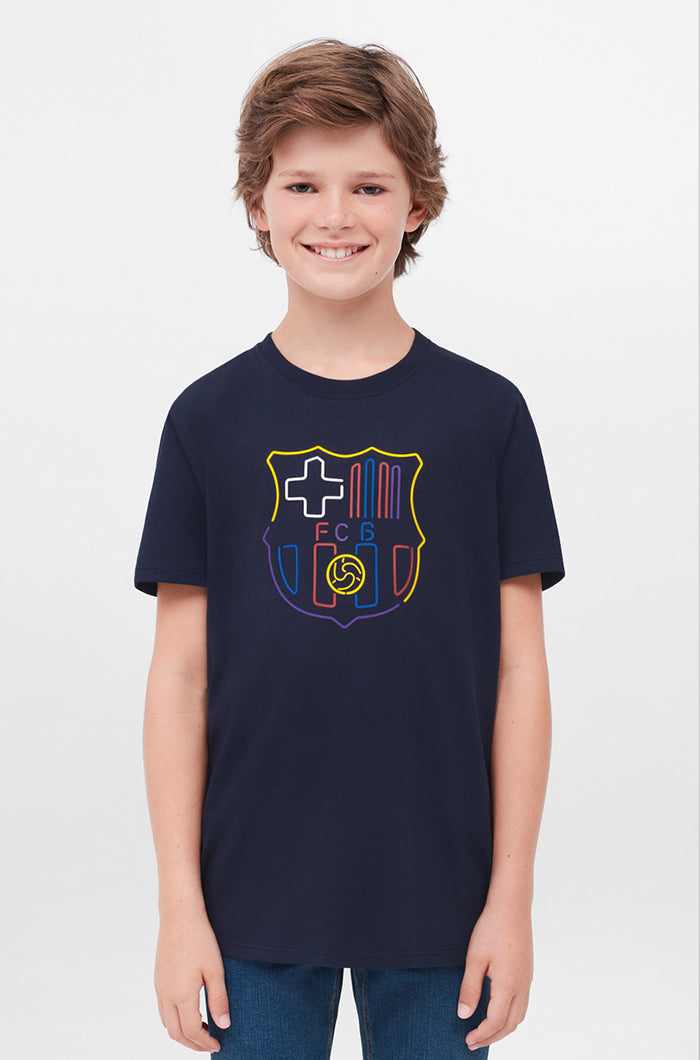 Camiseta escudo multicolor Barça - Junior