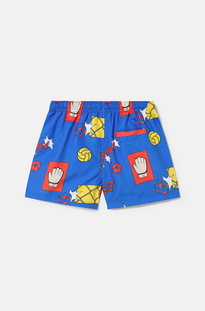 Maillot de bain bleu motifs Barça - Junior