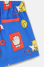 Maillot de bain bleu motifs Barça - Junior