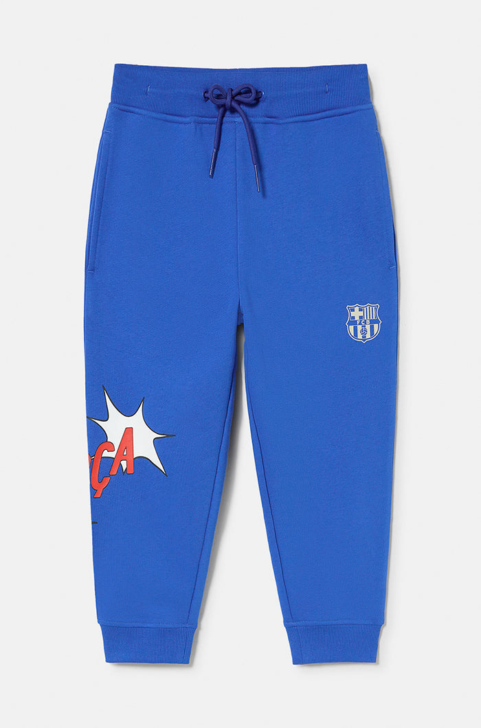 Pantalon bleu motifs Barça - Junior